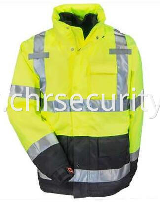 Men's Yellow Waterproof Insulated Hi-Vis Hooded Jacket